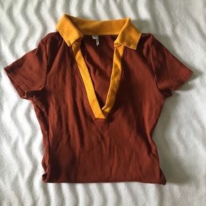 V-neck collared bodysuit